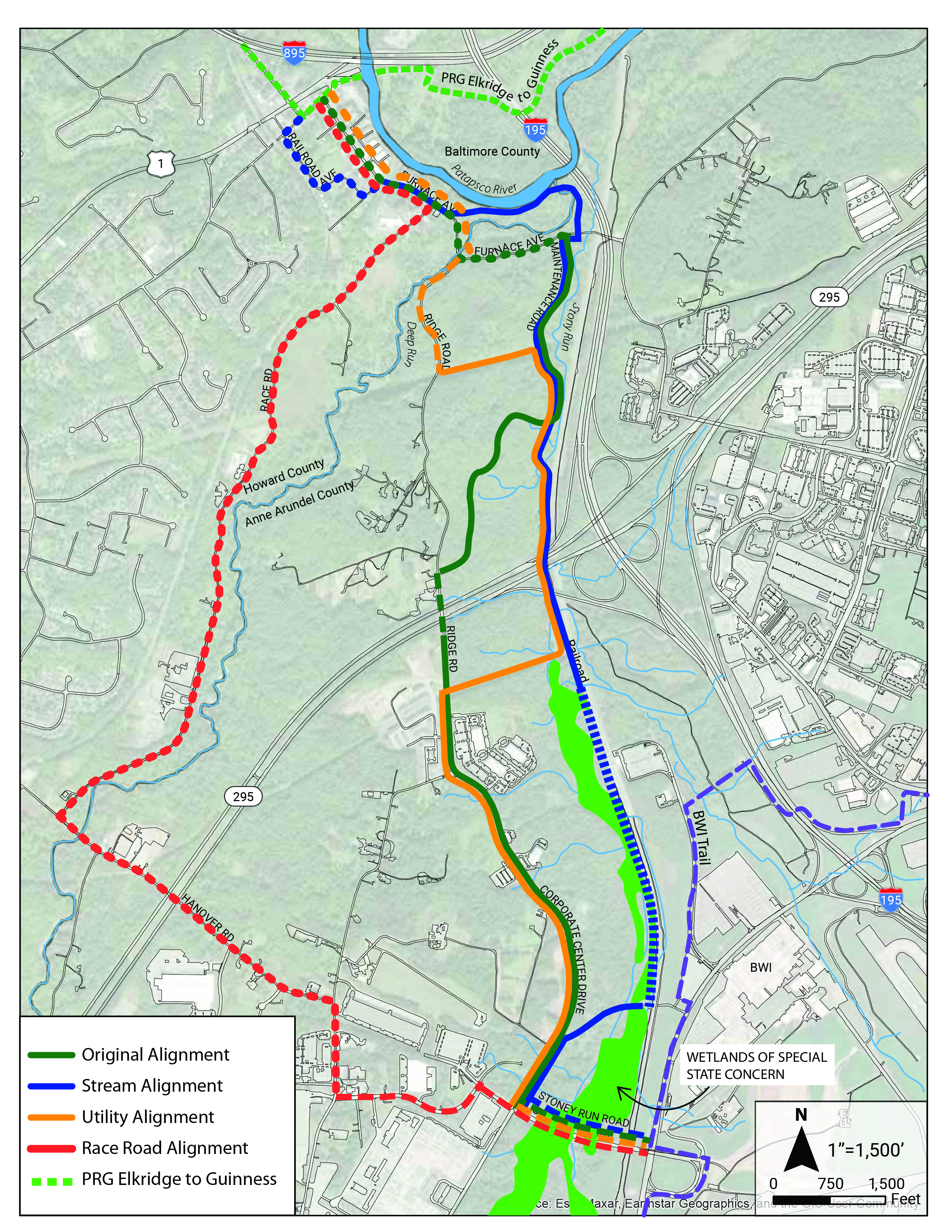 Map showing proposed trail study area.