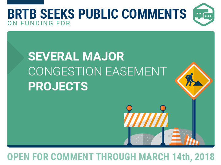 BRTB seeks public comments on funding for several major congestion easement projects in 2018-2021 TIP, Maximize2040 
