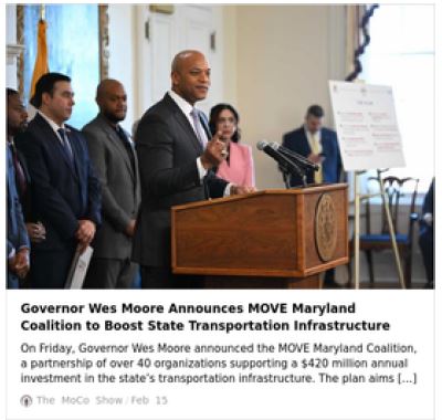 Governor Wes Moore Announces MOVE Maryland Coalition to Boost State Transportation Infrastructure