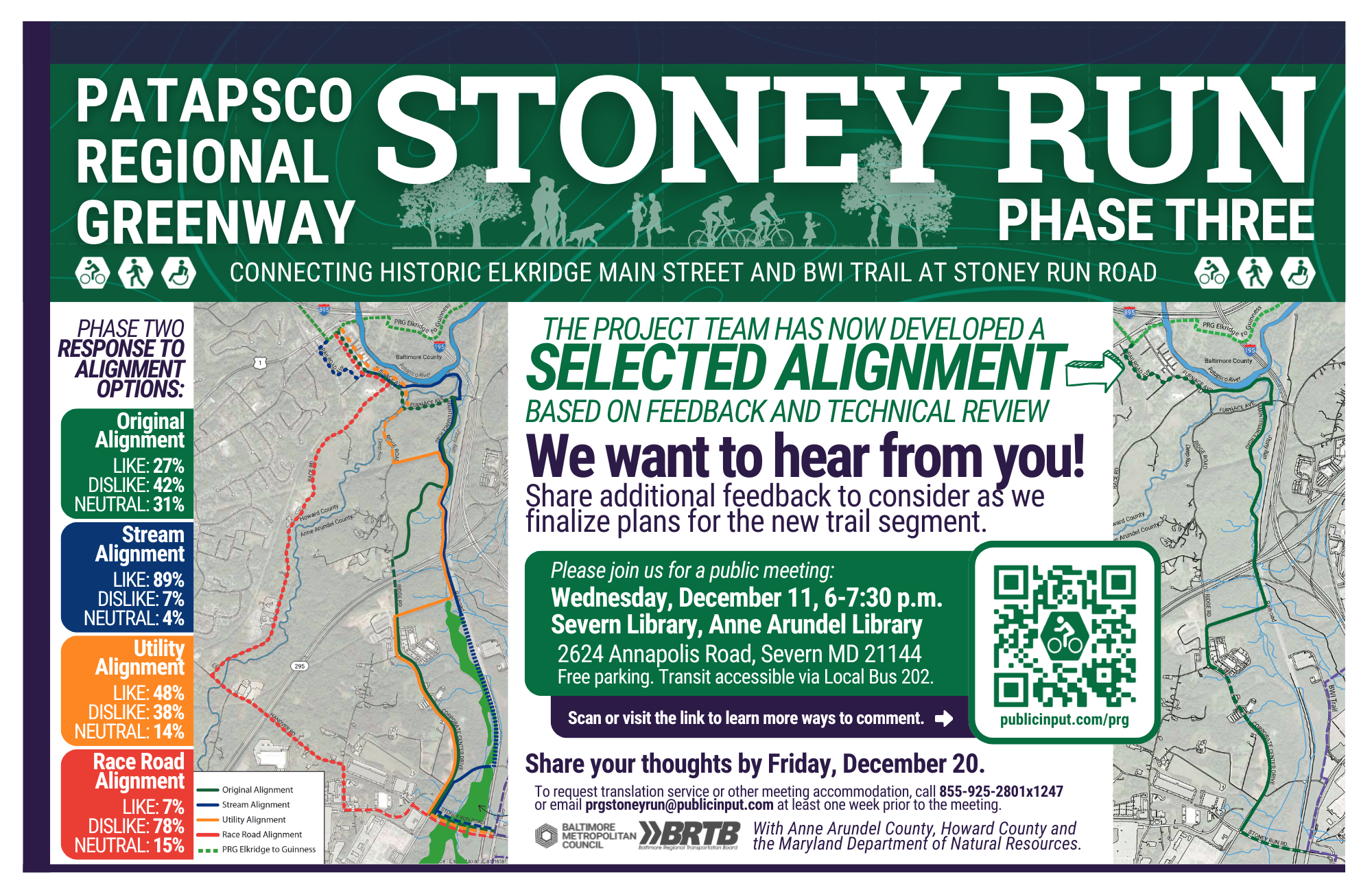 Postcard-style graphic containing details about the PRG Stoney Run Phase 3 project.