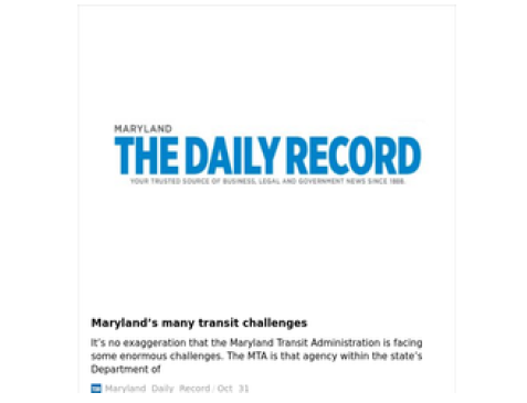 The Daily Record Maryland's many transit challenges